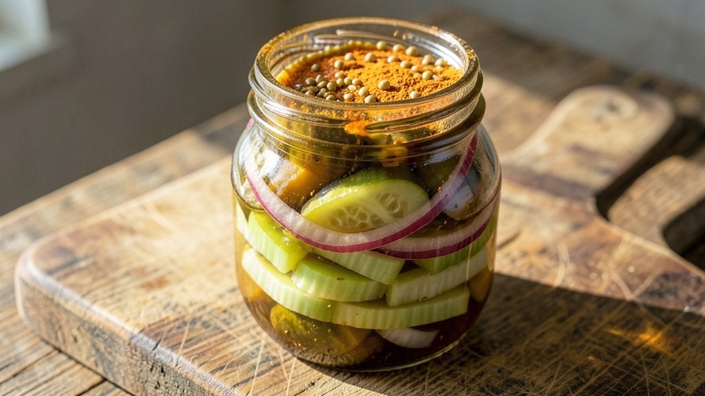 Ball Jar Bread and Butter Pickle Recipe: Crunchy Celery and Onion Bite-Sized Treats