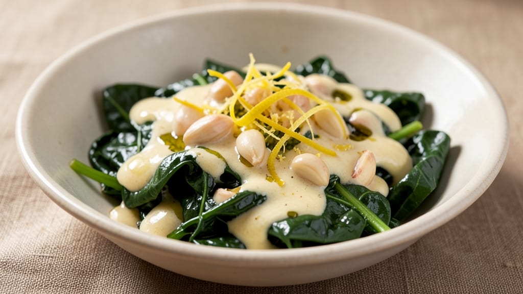 Canned Spinach Recipe: Garlicky Lemon Cream With Crispy Bread Topping